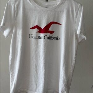 Hollister White Tee with Red Accent